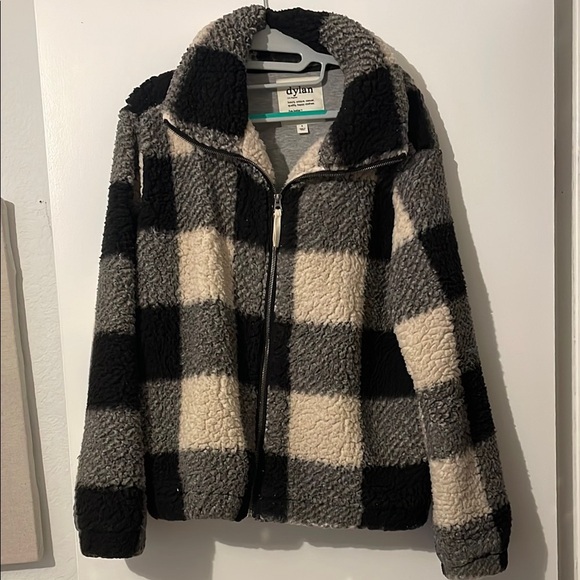 dylan Jackets & Blazers - Plaid Sherpa Jacket in Black and Gray